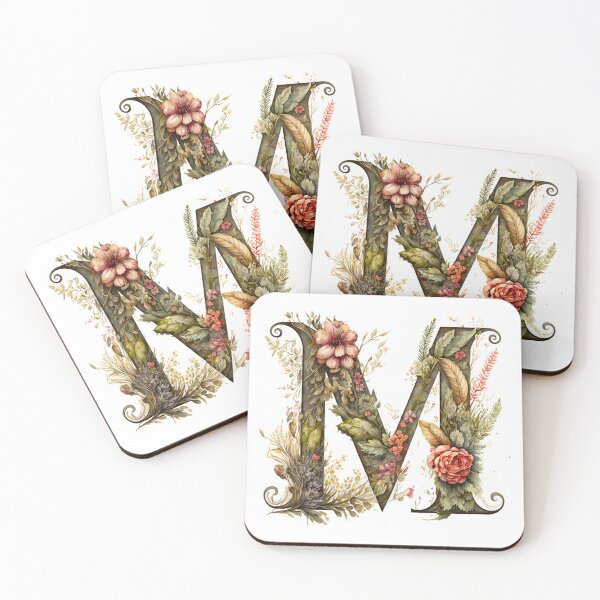 Item preview, Floral Garden Watercolor Monogram Letter M designed and sold by FloralFancy.