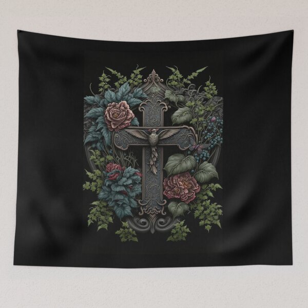Item preview, Dark Elegance: The Gothic Cross and Flowers designed and sold by Myriam Iart.