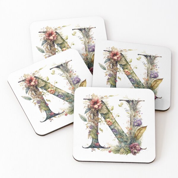 Item preview, Floral Garden Watercolor Monogram Letter N designed and sold by FloralFancy.