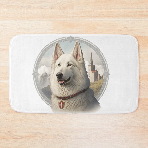 Artikelvorschau, Berger Blanc Suisse Retro Aufkleber, weisser Schäferhund entworfen und verkauft von CosmicCritters.