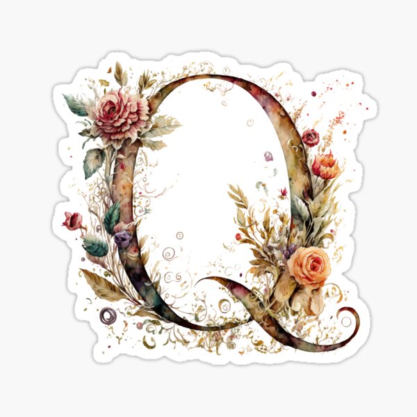 Item preview, Floral Garden Watercolor Monogram Letter Q designed and sold by FloralFancy.