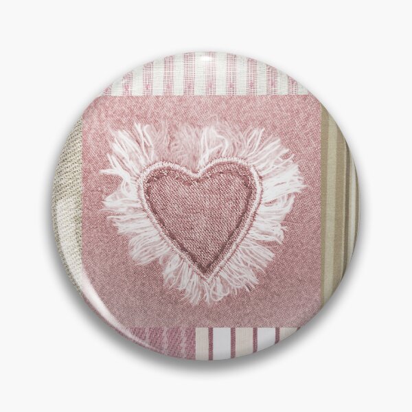 Item preview, Cute Pink Beige Patchwork Hearts Striped Ticking Pattern designed and sold by tanjica.