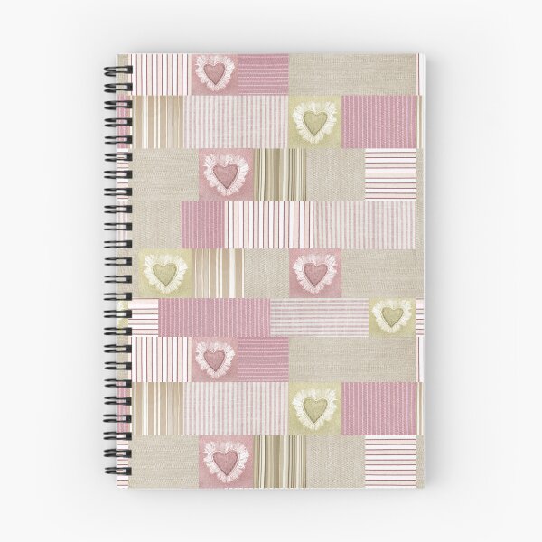 Item preview, Cute Pink Beige Patchwork Hearts Striped Ticking Pattern designed and sold by tanjica.