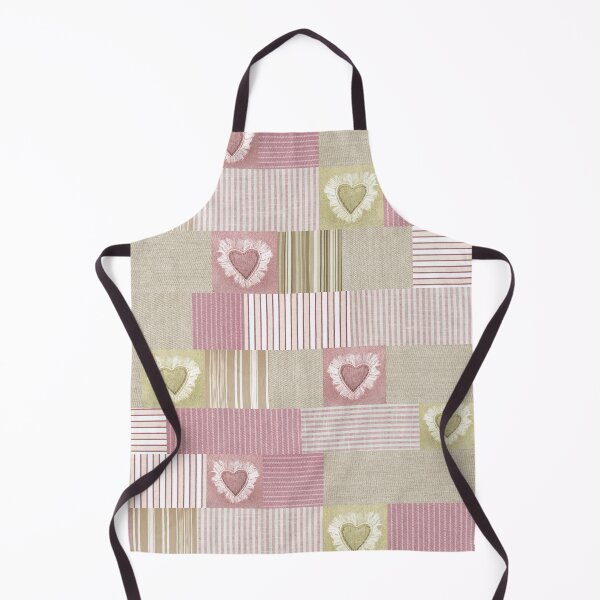 Item preview, Cute Pink Beige Patchwork Hearts Striped Ticking Pattern designed and sold by tanjica.