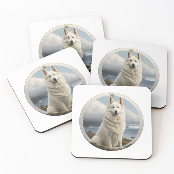 Artikelvorschau, Berger Blanc Suisse Aufkleber, weißer Schäferhund, Retro entworfen und verkauft von CosmicCritters.