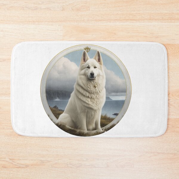 Artikelvorschau, Berger Blanc Suisse Aufkleber, weißer Schäferhund, Retro entworfen und verkauft von CosmicCritters.