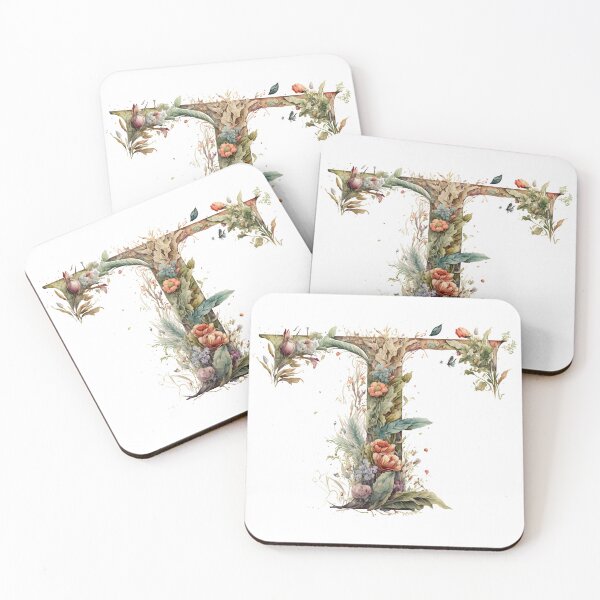 Item preview, Floral Garden Watercolor Monogram Letter T designed and sold by FloralFancy.