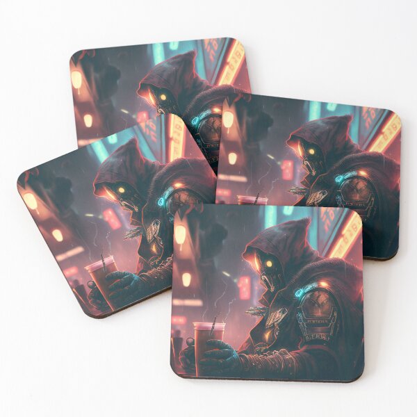 Item preview, Cyberpunk Character Sipping on Coffee in a Neon Cafe designed and sold by TortillaChief.