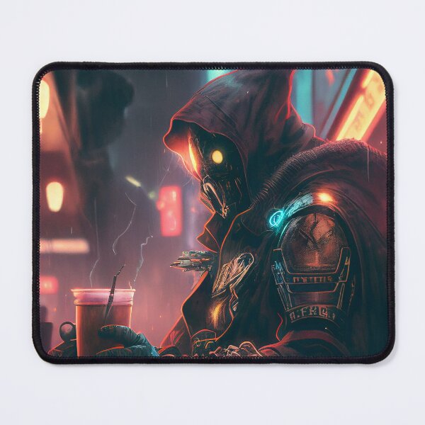 Item preview, Cyberpunk Character Sipping on Coffee in a Neon Cafe designed and sold by TortillaChief.
