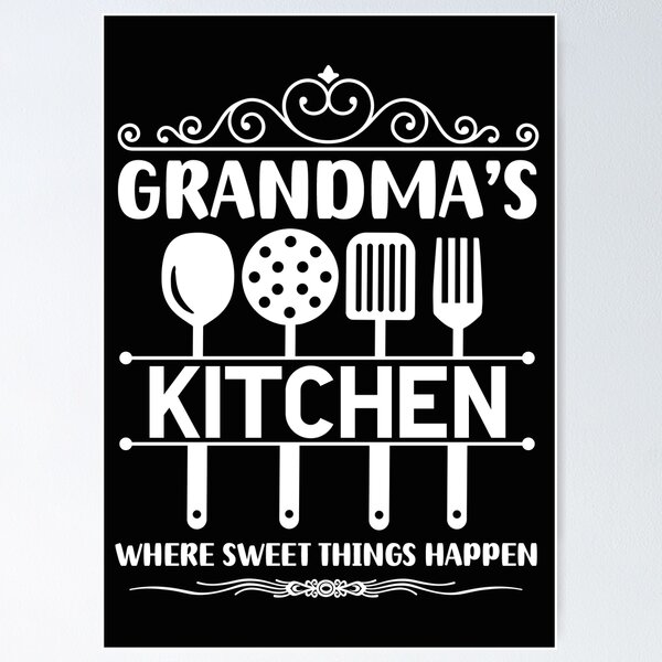 Grandmas Kitchen Sign, Grannys Kitchen Rules Quote Print, Black and White  Kitchen Chalkboard Wall Art, Kitchen Decor Granny Gift, 