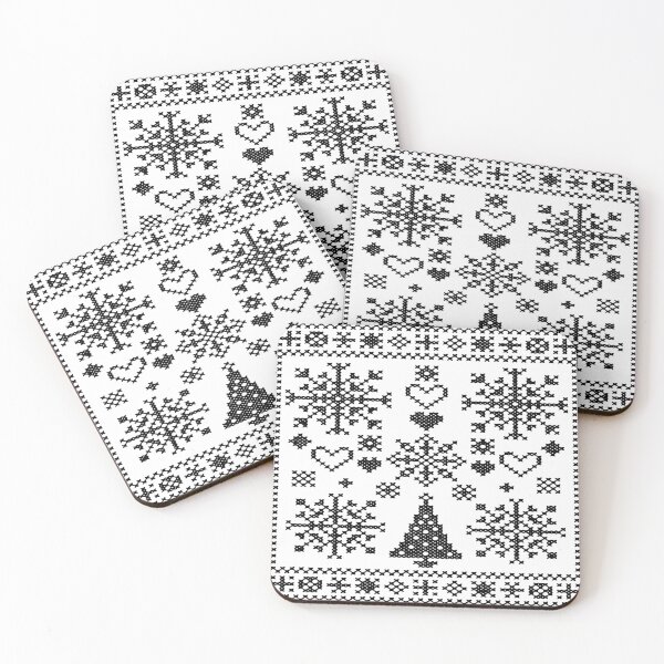 Item preview, Christmas Lover Cross Pattern Sampler Artistic Design Black designed and sold by taiche.