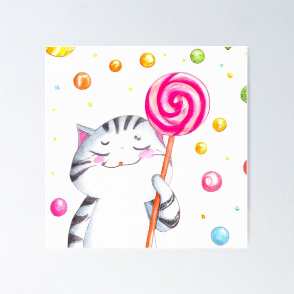 Item preview, Cat with lollipop  designed and sold by WaveDance.