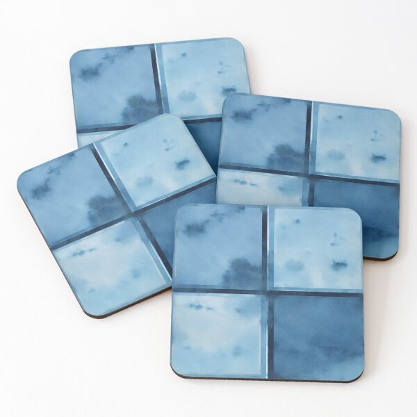 Item preview, BLUE SQUARED - Acrylic Wash Abstract Window Painting designed and sold by speedrunner.