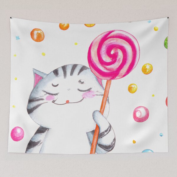Item preview, Cat with lollipop  designed and sold by WaveDance.