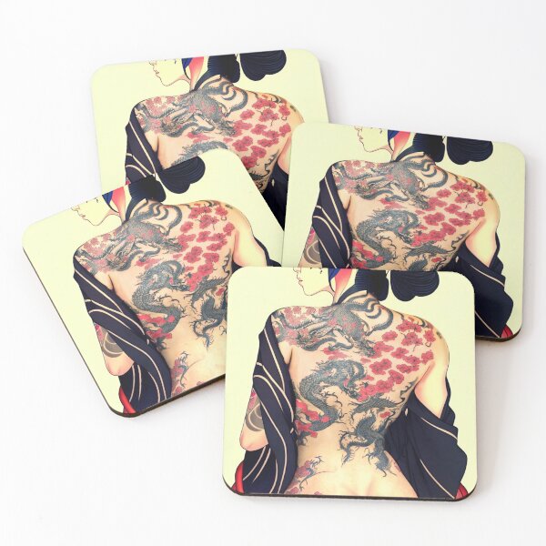 Item preview, Geisha with Irezumi, Full Back Tattoos Portrait in Traditional Japanese + Anime Style designed and sold by Ellen Davis.