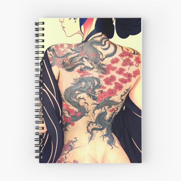 Item preview, Geisha with Irezumi, Full Back Tattoos Portrait in Traditional Japanese + Anime Style designed and sold by Ellen Davis.