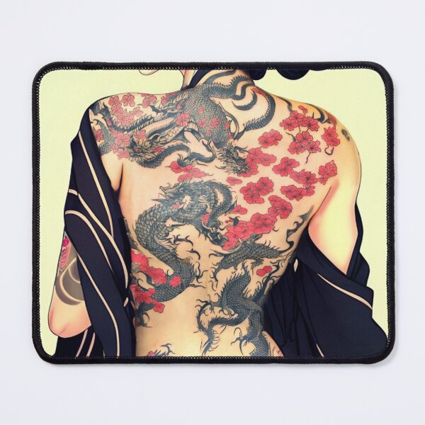 Item preview, Geisha with Irezumi, Full Back Tattoos Portrait in Traditional Japanese + Anime Style designed and sold by Ellen Davis.