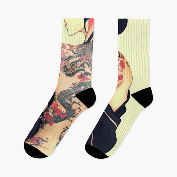 Item preview, Geisha with Irezumi, Full Back Tattoos Portrait in Traditional Japanese + Anime Style designed and sold by Ellen Davis.