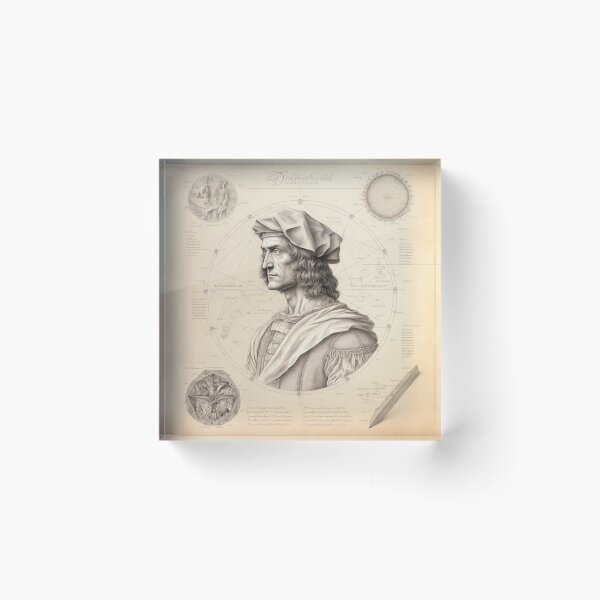 Item preview, Leonardo DaVinci Portrait in Fibonacci Style Spiral Infographic Hand Drawn  designed and sold by RAGANADesign.