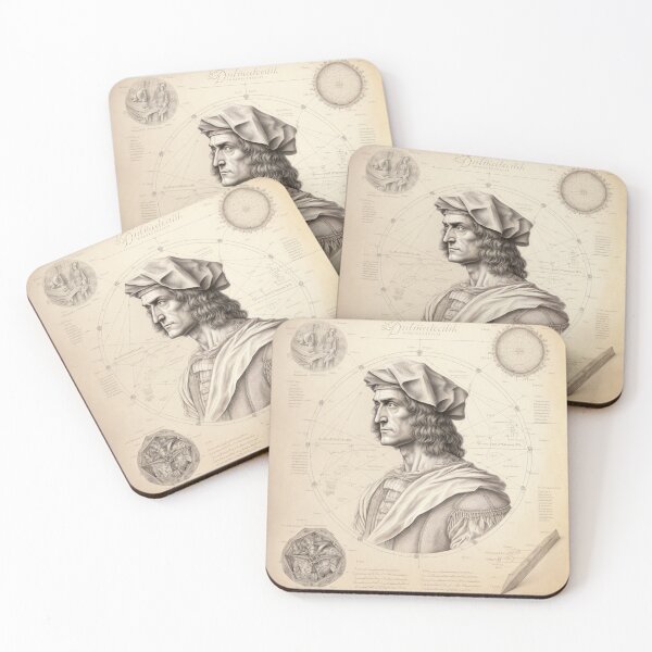 Item preview, Leonardo DaVinci Portrait in Fibonacci Style Spiral Infographic Hand Drawn  designed and sold by RAGANADesign.
