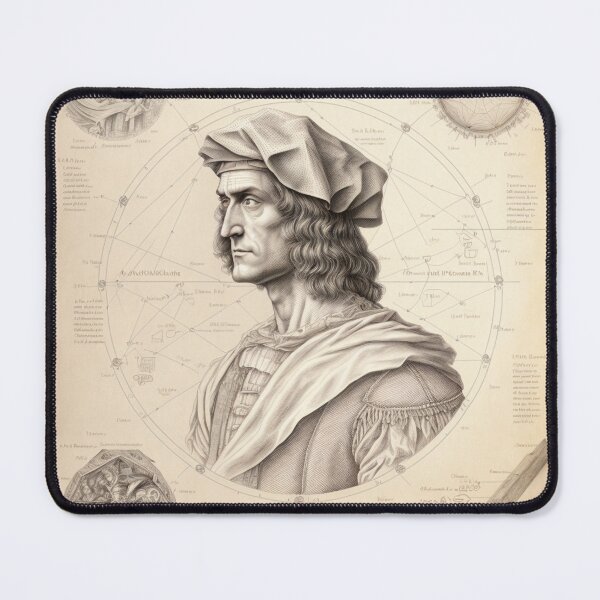 Item preview, Leonardo DaVinci Portrait in Fibonacci Style Spiral Infographic Hand Drawn  designed and sold by RAGANADesign.