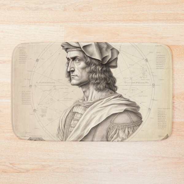 Item preview, Leonardo DaVinci Portrait in Fibonacci Style Spiral Infographic Hand Drawn  designed and sold by RAGANADesign.