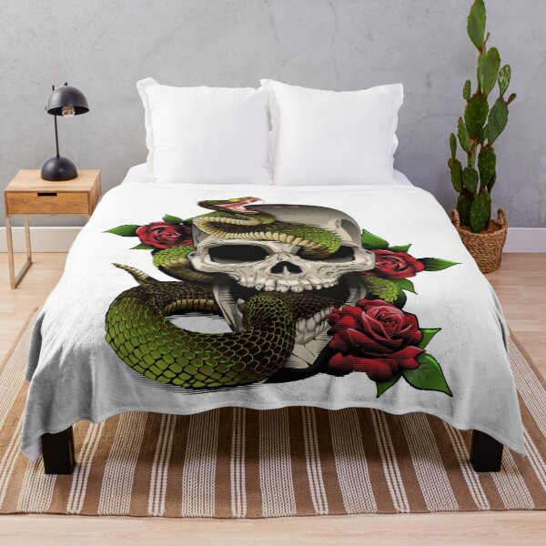 Item preview, skull snake and roses.  designed and sold by DALIO666.