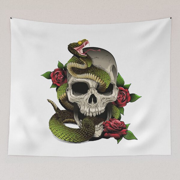 Item preview, skull snake and roses.  designed and sold by DALIO666.