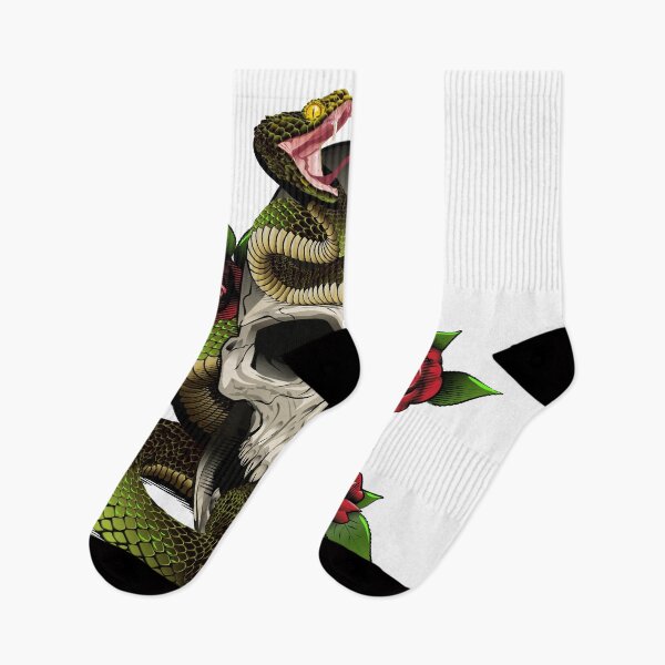 Item preview, skull snake and roses.  designed and sold by DALIO666.