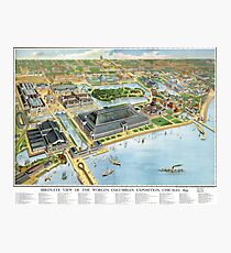 1893 Map of Chicago World's Fair Photographic Print