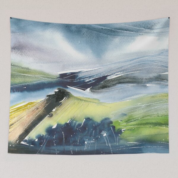 Item preview, Copy of Beautiful nature landscape, mountains, green trees, blue waves designed and sold by anaozzart.