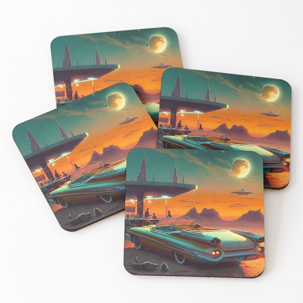 Item preview, Illustration Oldsmobile Starfire Convertible 1962 with sunset, cyberpunk designed and sold by Happy1-2.