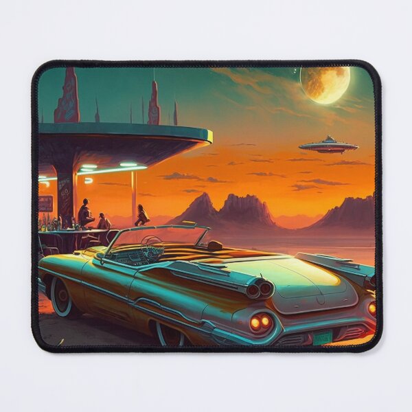 Item preview, Illustration Oldsmobile Starfire Convertible 1962 with sunset, cyberpunk designed and sold by Happy1-2.