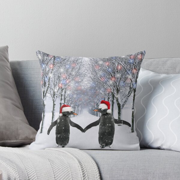 Item preview, Two Christmas Penguins walking down a snowy road designed and sold by ArdeaOnline.
