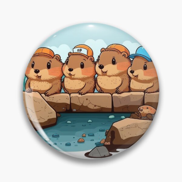 Item preview, Beavers Building Dam - Colorful Cartoon Animals designed and sold by Sunchaser World.