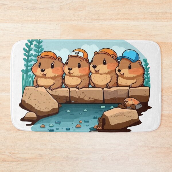 Item preview, Beavers Building Dam - Colorful Cartoon Animals designed and sold by Sunchaser World.