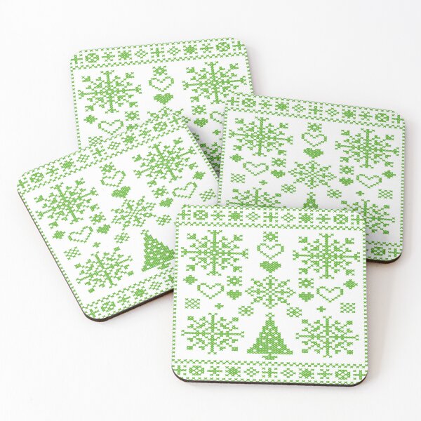 Item preview, Christmas Lover Cross Pattern Sampler Artistic Design Green  designed and sold by taiche.