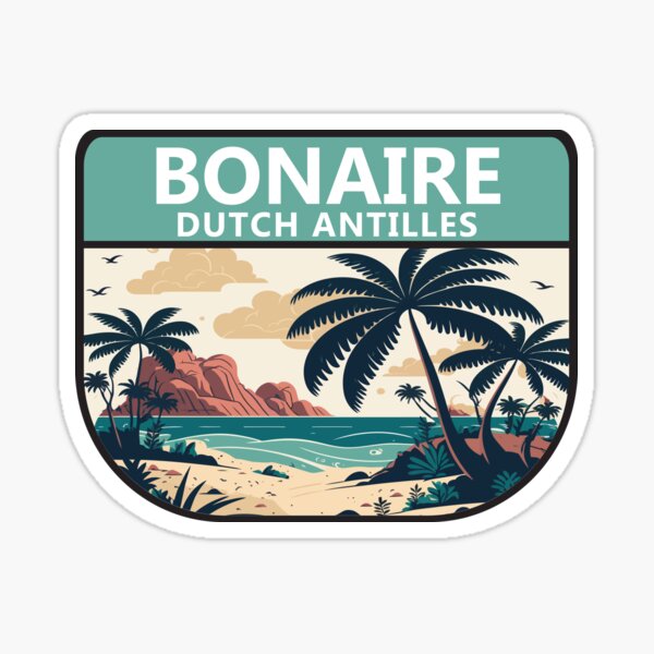 Aperçu de l'œuvre Emblème rétro des Antilles néerlandaises de Bonaire créée et vendue par KrisSidDesigns.