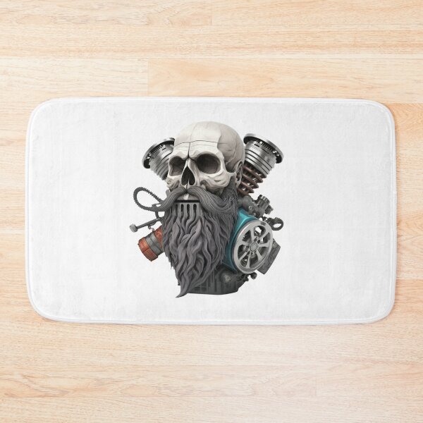 Item preview, SKULL BEARD DARK MECHANIC PISTON CAR MOTORCYCLE COLOR designed and sold by ogirdorgraphics.