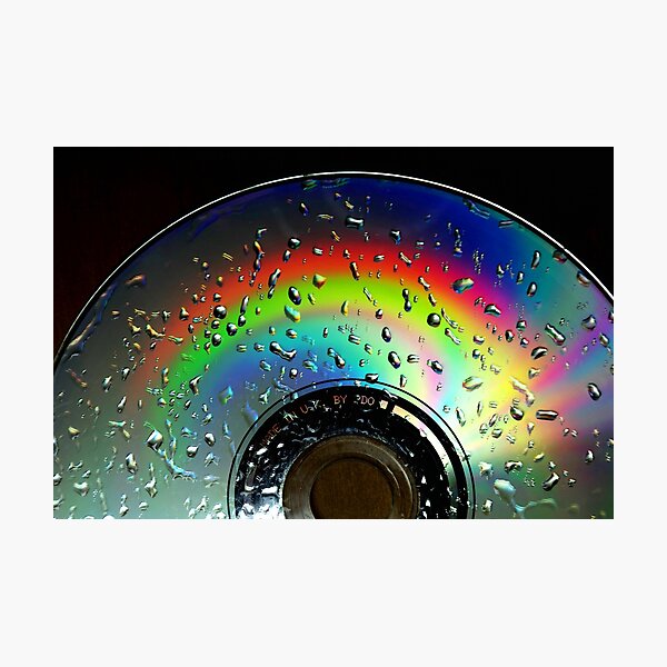 Water droplets on CD Photographic Print