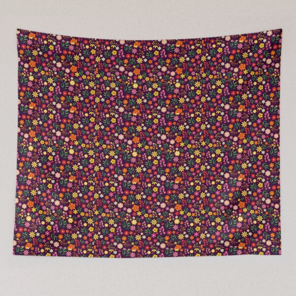 Item preview, Multicolored flowers on a dark purple background, SummerTime designed and sold by DesignNIO.