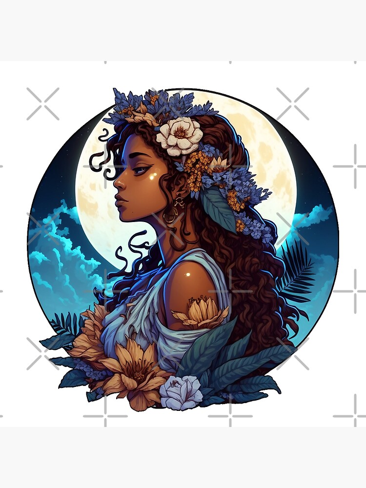 "Hina Hawaiian Goddess of the Moon Illustration Mythology" Poster for