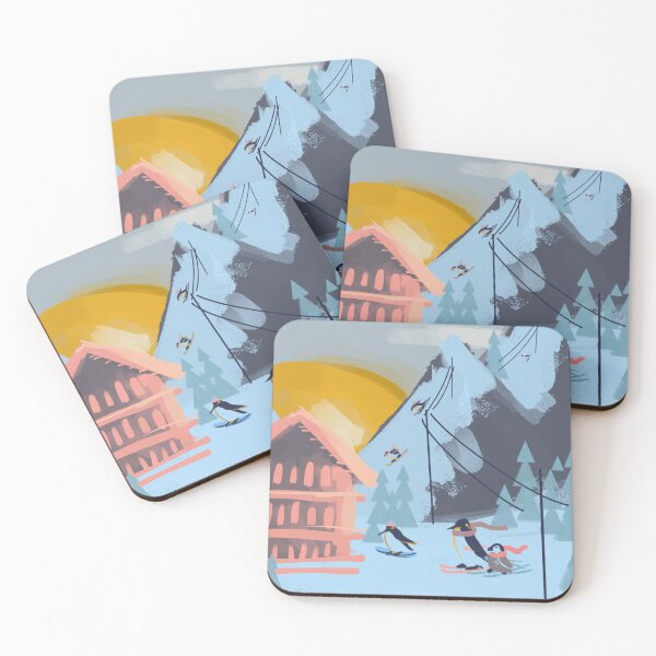 Item preview, Penguin Winter Skii Lodge Illustration designed and sold by inkpie.