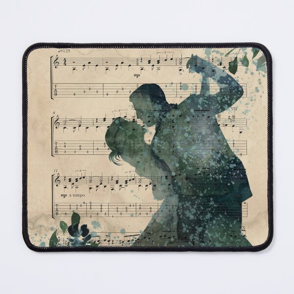 Item preview, Argentine Tango.Illustration Silhouette Couple dancing tango on old tango score "Por una cabeza" designed and sold by Marina Braga  Artista en acuarela y diseñadora gráfica.