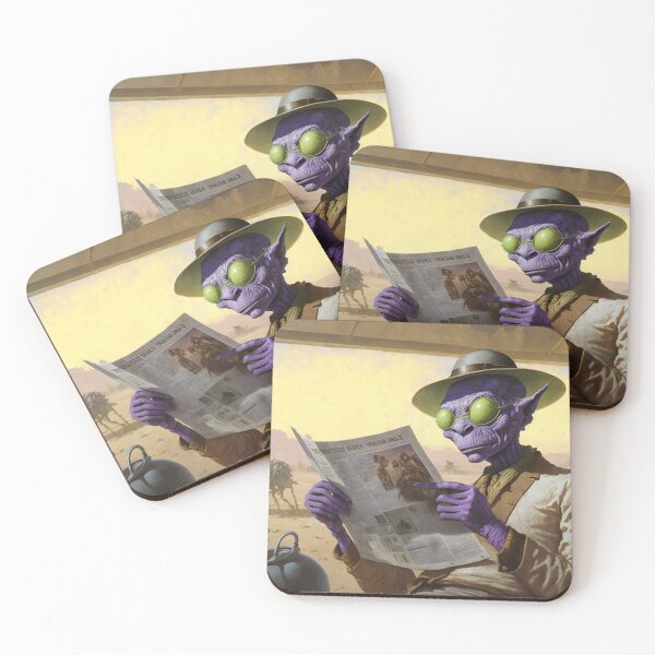 Item preview, Purple alien reading newspaper at the desert designed and sold by ARTeez⭐️⭐️⭐️⭐️⭐️.