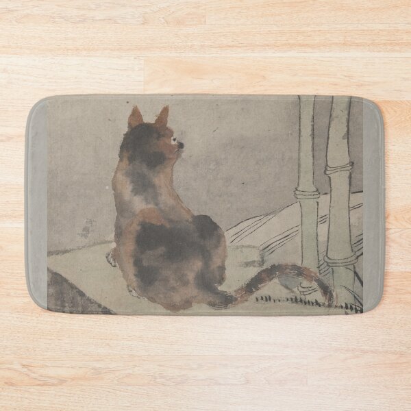 Item preview, Cute Tortoiseshell Cat with Bamboo Branches Kitty Art Antique Artwork Chinese Jin Nong designed and sold by kattakitty.