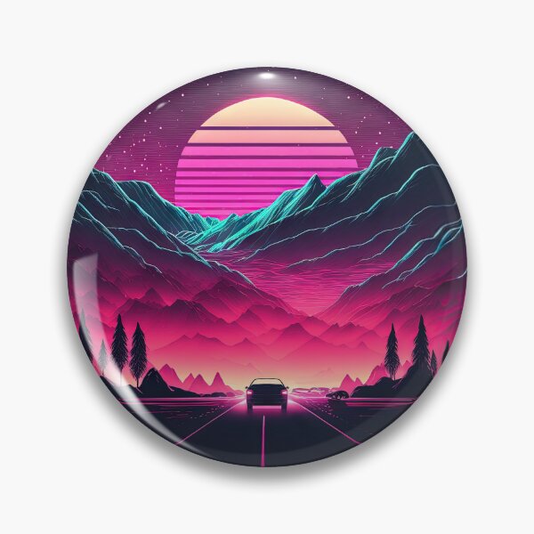 Item preview, Neon Horizons: A Synthwave Mountain Drive designed and sold by Mullet Monkey.