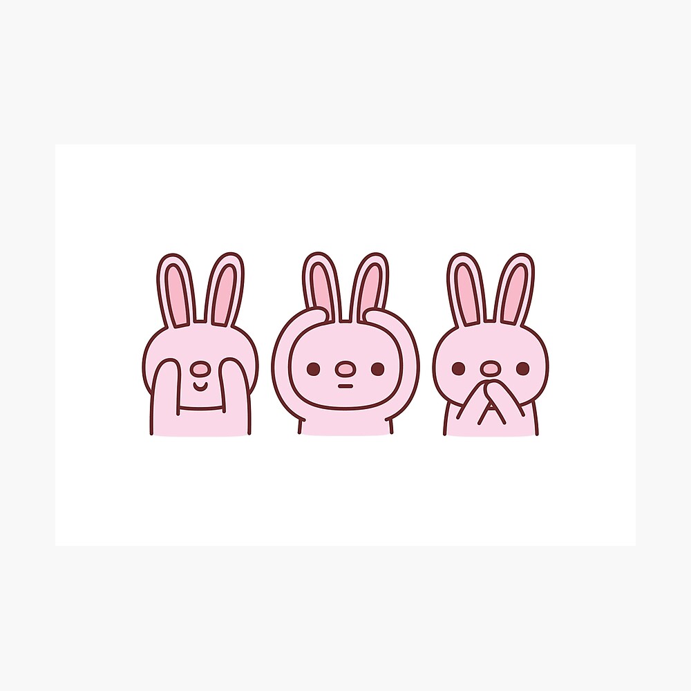 Funny Pink Bunnies See No Evil Hear No Evil Speak No Evil