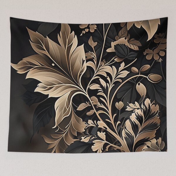 Item preview, Black and Beige abstract foliage design designed and sold by Mushrankhan.