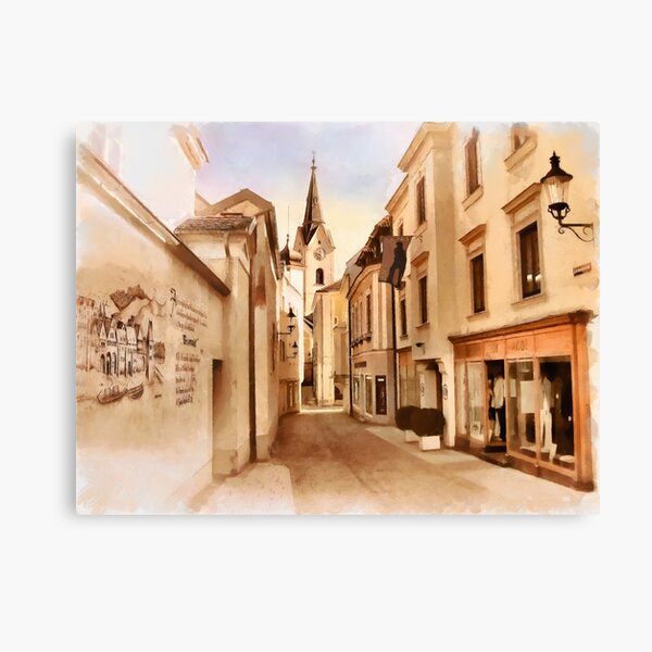 Kirchengasse in Ybbs mit Loeb Geschaeft Canvas Print